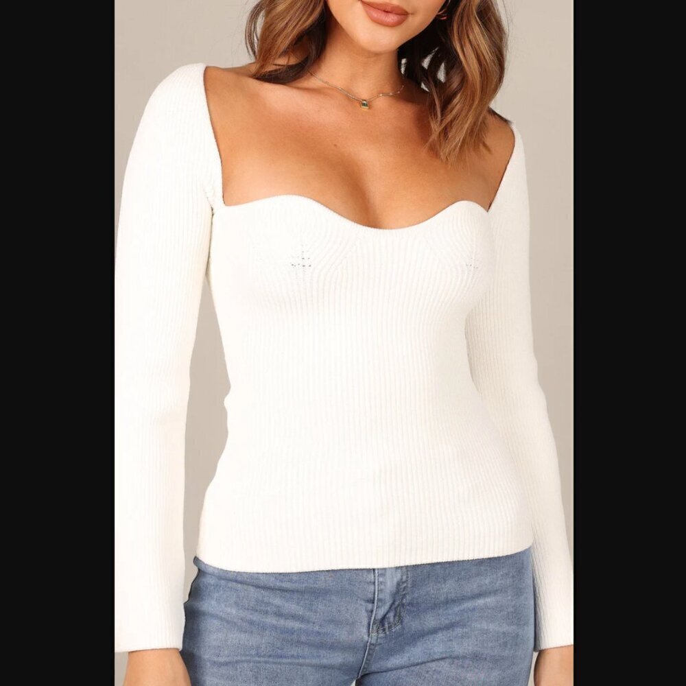 Petal & Pup Aquerelle White Stretch Knit Sweater 12 - Picture 6 of 16